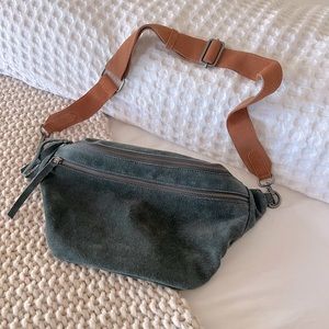 Free People Canyon Green Suede Leather Sling Crossbody bag purse